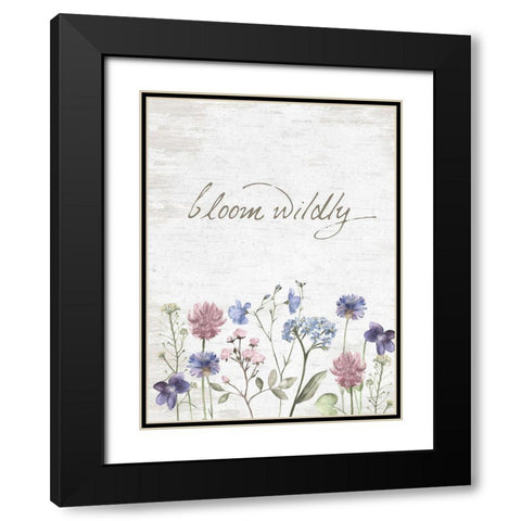 Bloom Wildly Black Modern Wood Framed Art Print with Double Matting by Lettered and Lined