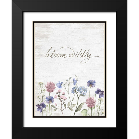 Bloom Wildly Black Modern Wood Framed Art Print with Double Matting by Lettered and Lined