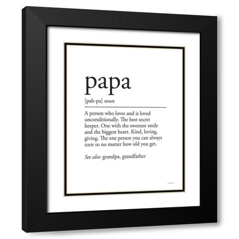 Papa Definition Black Modern Wood Framed Art Print with Double Matting by Lettered And Lined