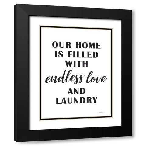Endless Love and Laundry Black Modern Wood Framed Art Print with Double Matting by Lettered And Lined