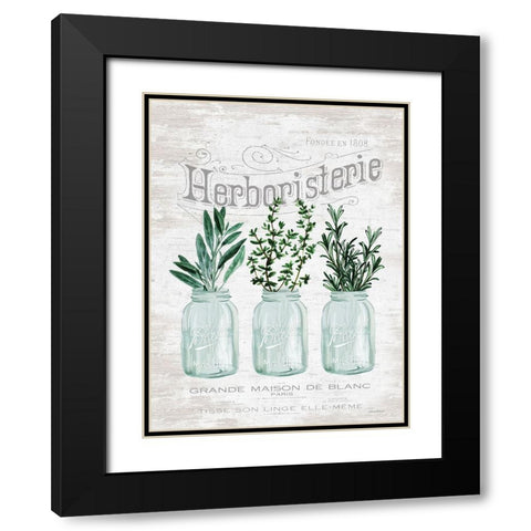 Charming Kitchen Herbs Black Modern Wood Framed Art Print with Double Matting by Lettered and Lined
