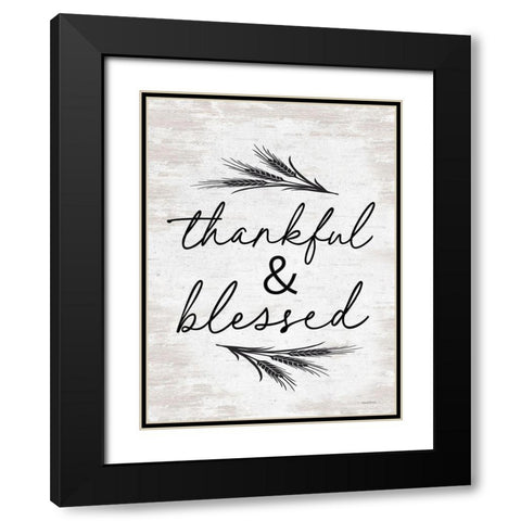 Thankful And Blessed Black Modern Wood Framed Art Print with Double Matting by Lettered And Lined