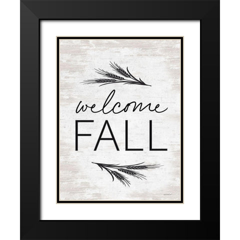 Welcome Fall Black Modern Wood Framed Art Print with Double Matting by Lettered And Lined