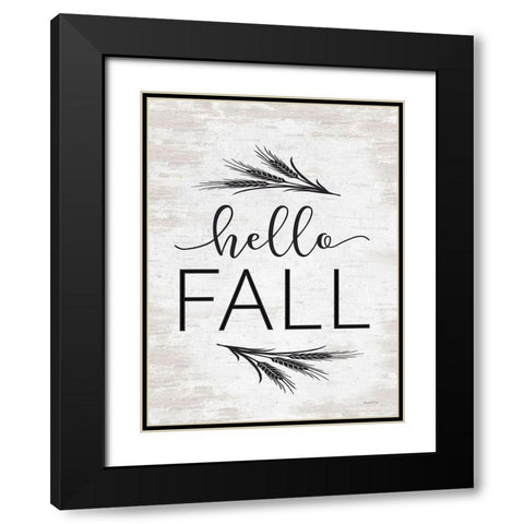 Hello Fall Black Modern Wood Framed Art Print with Double Matting by Lettered And Lined