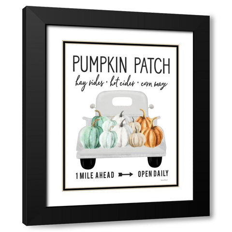 Pumpkin Patch Ahead Black Modern Wood Framed Art Print with Double Matting by Lettered And Lined
