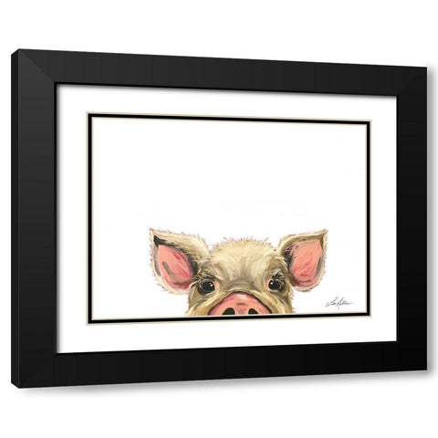 Peeking Pig Black Modern Wood Framed Art Print with Double Matting by Keller, Lee