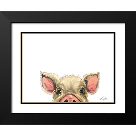 Peeking Pig Black Modern Wood Framed Art Print with Double Matting by Keller, Lee