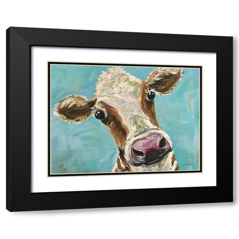 Mr. Moo Moo Black Modern Wood Framed Art Print with Double Matting by Keller, Lee
