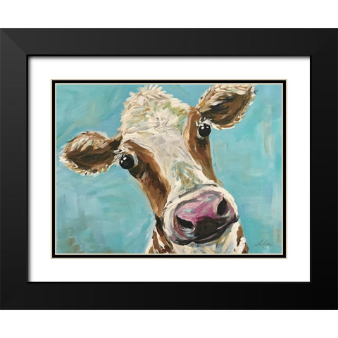 Mr. Moo Moo Black Modern Wood Framed Art Print with Double Matting by Keller, Lee