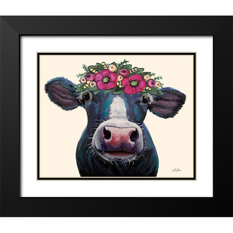 Clara Belle the Cow Black Modern Wood Framed Art Print with Double Matting by Keller, Lee