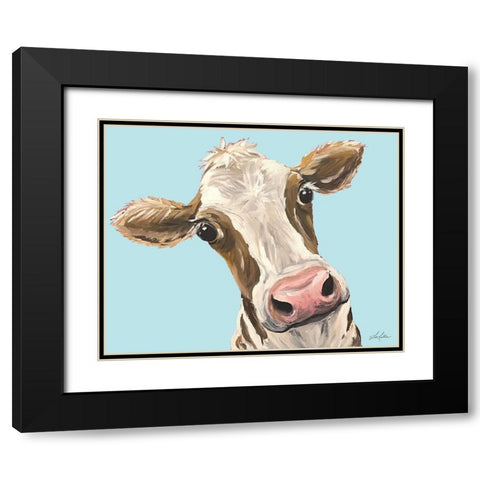Moo Moo Looking at You Black Modern Wood Framed Art Print with Double Matting by Keller, Lee