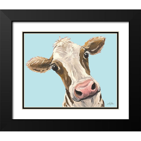 Moo Moo Looking at You Black Modern Wood Framed Art Print with Double Matting by Keller, Lee