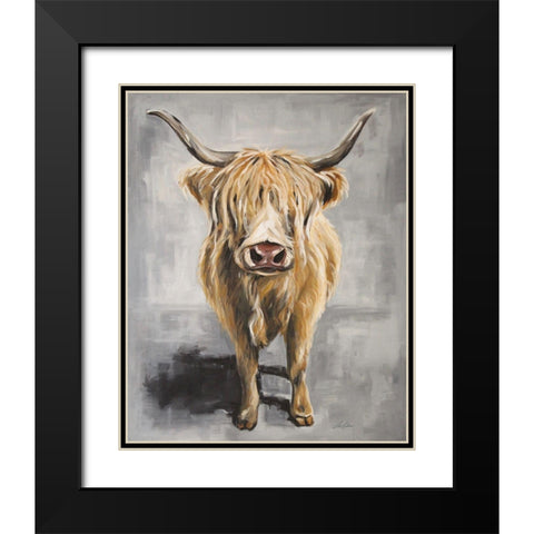 Harry the Highland Cow Black Modern Wood Framed Art Print with Double Matting by Keller, Lee
