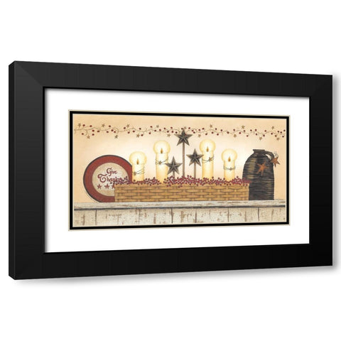 Give Thanks Black Modern Wood Framed Art Print with Double Matting by Spivey, Linda