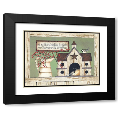 Birds and Berries Black Modern Wood Framed Art Print with Double Matting by Spivey, Linda