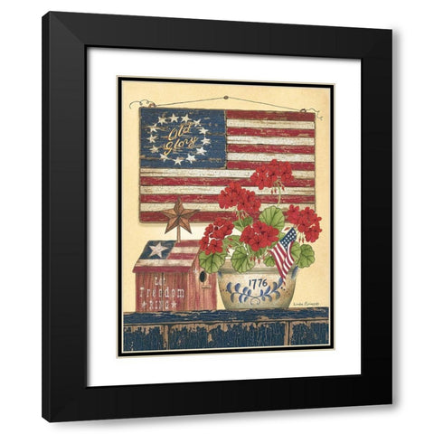 Americana Old Glory Black Modern Wood Framed Art Print with Double Matting by Spivey, Linda