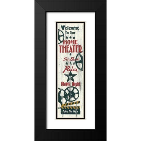 Movie Night Black Modern Wood Framed Art Print with Double Matting by Spivey, Linda