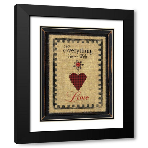 With Love Black Modern Wood Framed Art Print with Double Matting by Spivey, Linda