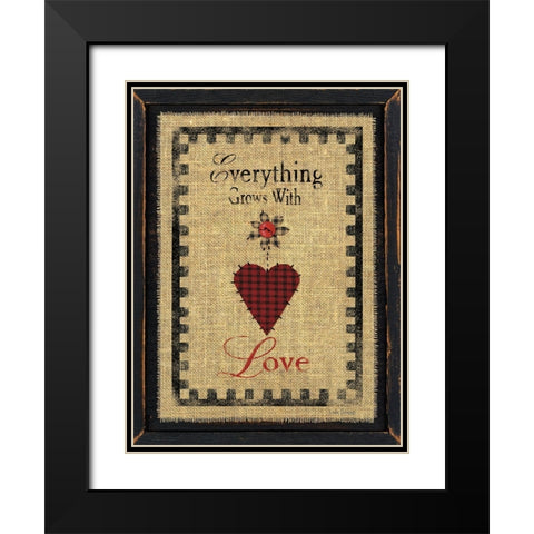 With Love Black Modern Wood Framed Art Print with Double Matting by Spivey, Linda