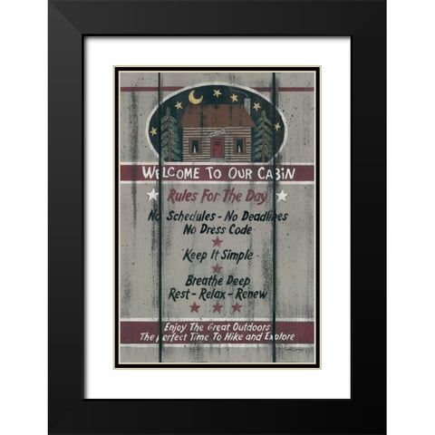 Cabin Rules for the Day Black Modern Wood Framed Art Print with Double Matting by Spivey, Linda