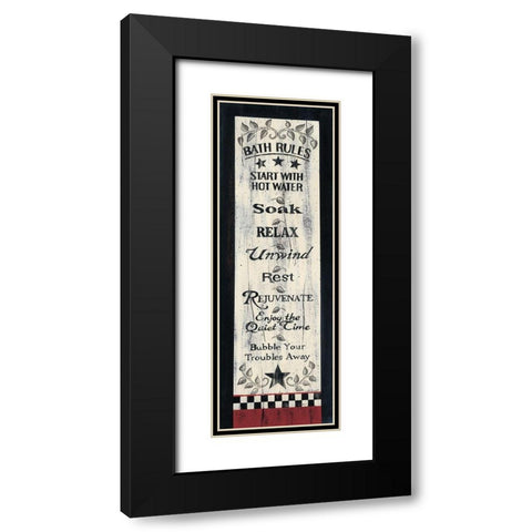 Bath Rules Black Modern Wood Framed Art Print with Double Matting by Spivey, Linda