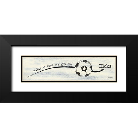 Soccer - Kicks Black Modern Wood Framed Art Print with Double Matting by Spivey, Linda