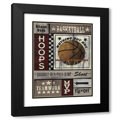 Basketball Hoops Black Modern Wood Framed Art Print with Double Matting by Spivey, Linda