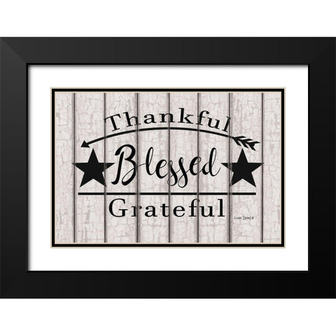 Blessed Thankful Grateful    Black Modern Wood Framed Art Print with Double Matting by Spivey, Linda