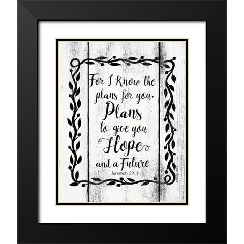 Plans to Give You Hope     Black Modern Wood Framed Art Print with Double Matting by Spivey, Linda
