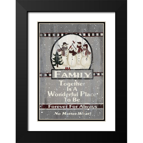 Snow Family Black Modern Wood Framed Art Print with Double Matting by Spivey, Linda