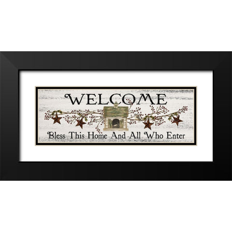 Bless This Home and All Who Enter Black Modern Wood Framed Art Print with Double Matting by Spivey, Linda