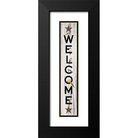 Welcome Birds Black Modern Wood Framed Art Print with Double Matting by Spivey, Linda