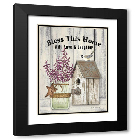 Bless This Home Black Modern Wood Framed Art Print with Double Matting by Spivey, Linda