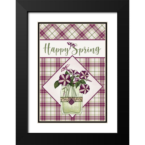 Happy Spring Black Modern Wood Framed Art Print with Double Matting by Spivey, Linda