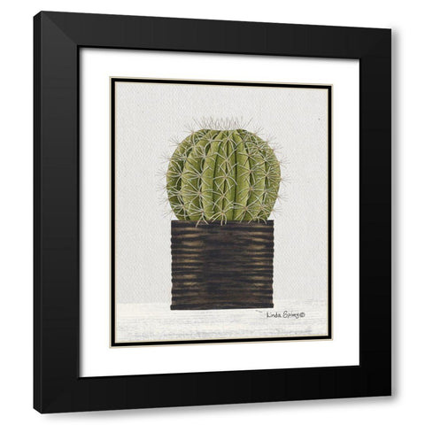 Potted Cactus Black Modern Wood Framed Art Print with Double Matting by Spivey, Linda