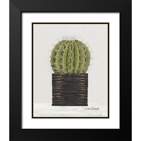 Potted Cactus Black Modern Wood Framed Art Print with Double Matting by Spivey, Linda