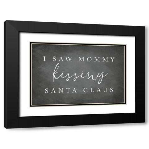 Kissing Santa Claus   Black Modern Wood Framed Art Print with Double Matting by Lux + Me Designs