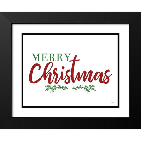Merry Christmas Black Modern Wood Framed Art Print with Double Matting by Lux + Me Designs