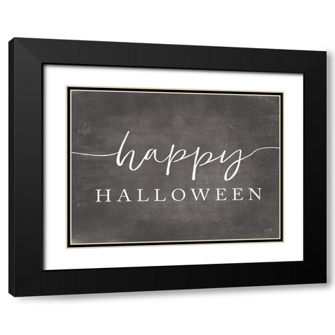 Happy Halloween Black Modern Wood Framed Art Print with Double Matting by Lux + Me Designs