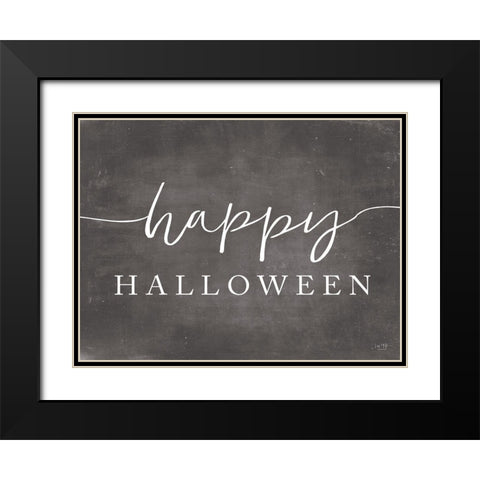 Happy Halloween Black Modern Wood Framed Art Print with Double Matting by Lux + Me Designs