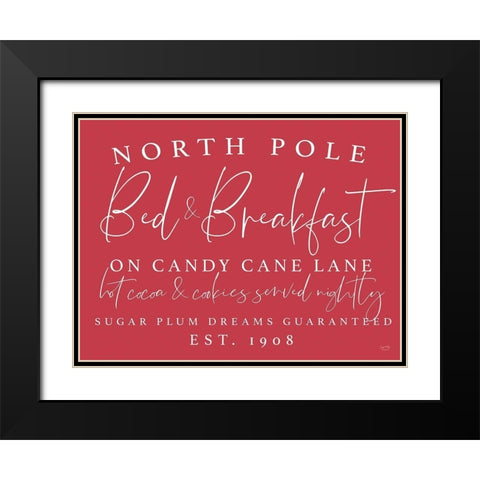 North Pole Bed And Breakfast Black Modern Wood Framed Art Print with Double Matting by Lux + Me Designs