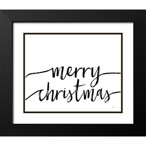 Merry Christmas Black Modern Wood Framed Art Print with Double Matting by Lux + Me Designs