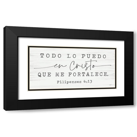 Philippians 4:13 Spanish    Black Modern Wood Framed Art Print with Double Matting by Lux + Me Designs