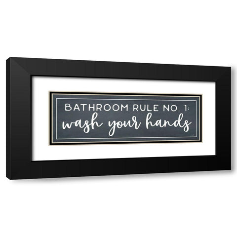 Bathroom Rule No. 1 Black Modern Wood Framed Art Print with Double Matting by Lux + Me Designs