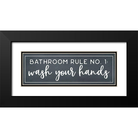 Bathroom Rule No. 1 Black Modern Wood Framed Art Print with Double Matting by Lux + Me Designs