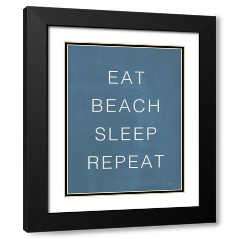 Eat Beach Sleep Repeat Black Modern Wood Framed Art Print with Double Matting by Lux + Me Designs