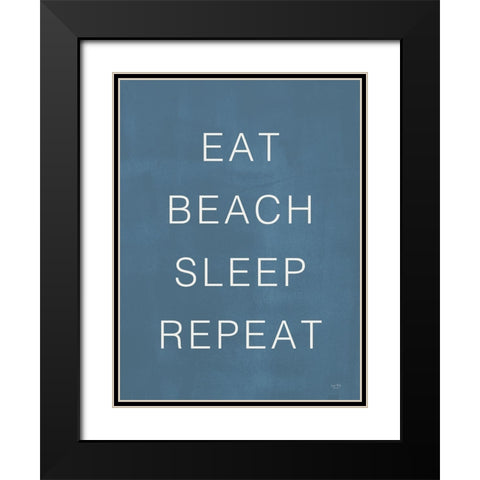 Eat Beach Sleep Repeat Black Modern Wood Framed Art Print with Double Matting by Lux + Me Designs