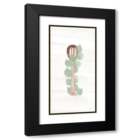 Kitchen Utensils - Slotted Spoon Black Modern Wood Framed Art Print with Double Matting by Lux + Me Designs