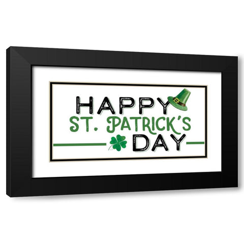 Happy St. Patricks Day Black Modern Wood Framed Art Print with Double Matting by Lux + Me Designs