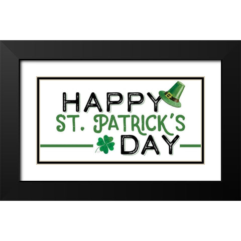 Happy St. Patricks Day Black Modern Wood Framed Art Print with Double Matting by Lux + Me Designs